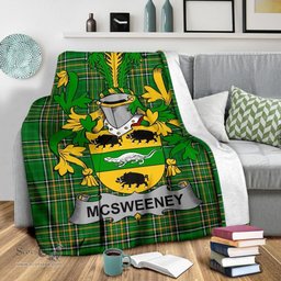 Scottish McSweeney Coat of Arms Family Crest Ireland Blanket Irish National Tartan Irish County Blanket