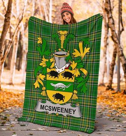 Scottish McSweeney Coat of Arms Family Crest Ireland Blanket Irish National Tartan Irish County Blanket