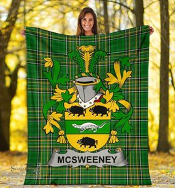Scottish McSweeney Coat of Arms Family Crest Ireland Blanket Irish National Tartan Irish County Blanket