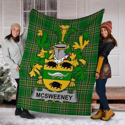 Scottish McSweeney Coat of Arms Family Crest Ireland Blanket Irish National Tartan Irish County Blanket