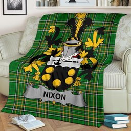 Scottish Nixon Coat of Arms Family Crest Ireland Blanket Irish National Tartan Irish County Blanket
