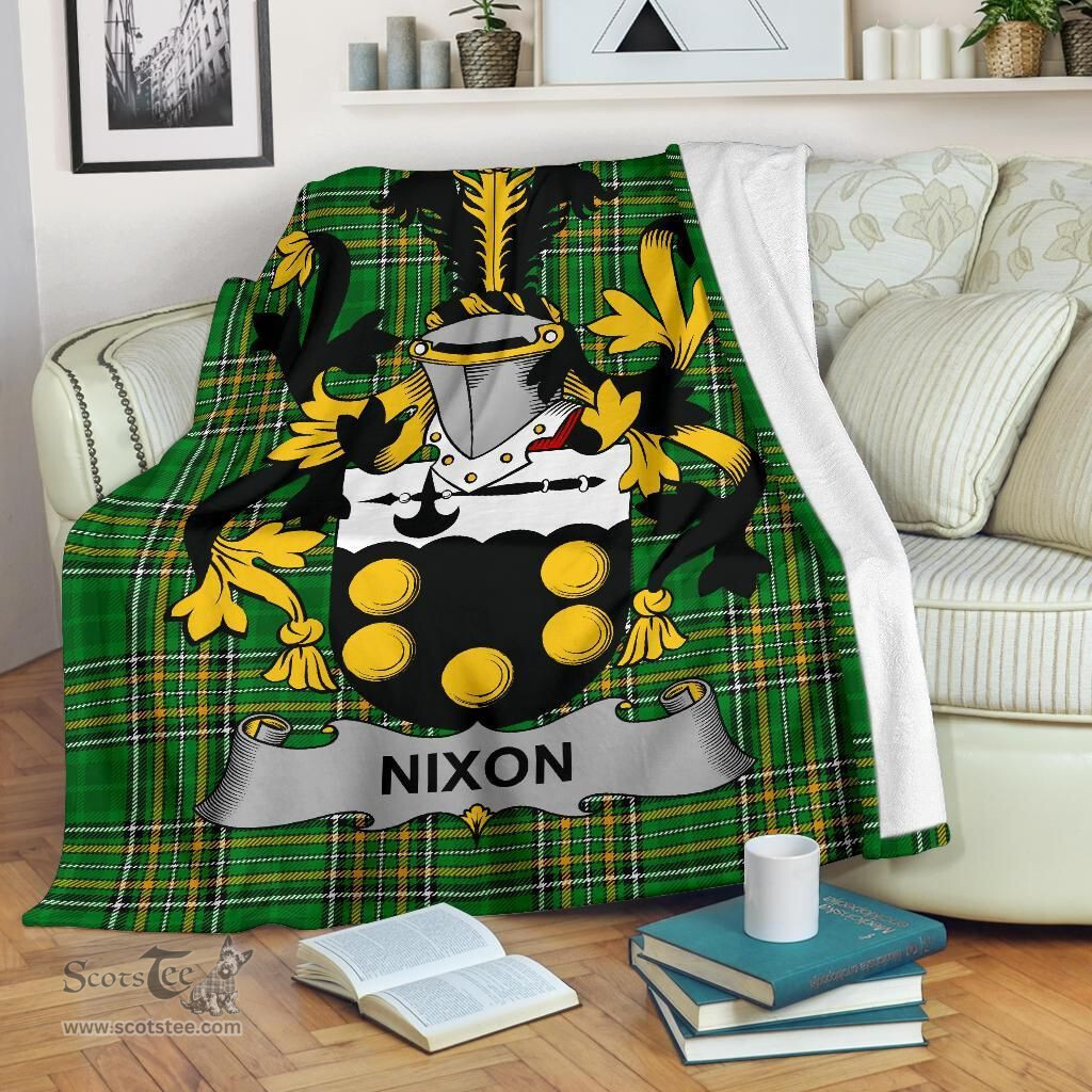 Scottish Nixon Coat of Arms Family Crest Ireland Blanket Irish National Tartan Irish County Blanket