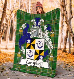 Scottish Campbell Coat of Arms Family Crest Ireland Blanket Irish National Tartan Irish County Blanket