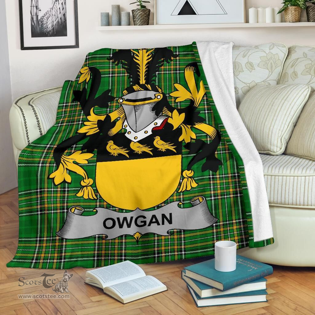 Scottish Owgan Coat of Arms Family Crest Ireland Blanket Irish National Tartan Irish County Blanket