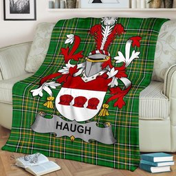 Scottish Haugh or O'Hough Coat of Arms Family Crest Ireland Blanket Irish National Tartan Irish County Blanket