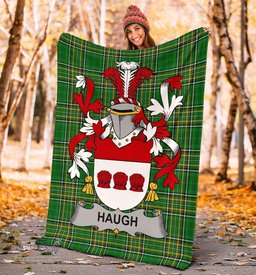 Scottish Haugh or O'Hough Coat of Arms Family Crest Ireland Blanket Irish National Tartan Irish County Blanket