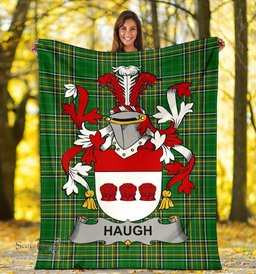 Scottish Haugh or O'Hough Coat of Arms Family Crest Ireland Blanket Irish National Tartan Irish County Blanket