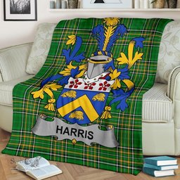 Scottish Harris Coat of Arms Family Crest Ireland Blanket Irish National Tartan Irish County Blanket
