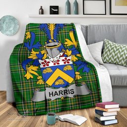 Scottish Harris Coat of Arms Family Crest Ireland Blanket Irish National Tartan Irish County Blanket