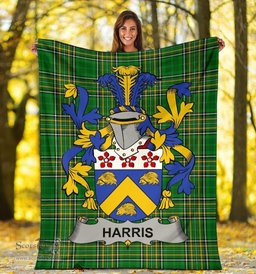 Scottish Harris Coat of Arms Family Crest Ireland Blanket Irish National Tartan Irish County Blanket