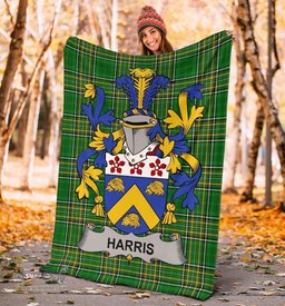 Scottish Harris Coat of Arms Family Crest Ireland Blanket Irish National Tartan Irish County Blanket