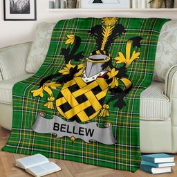 Scottish Bellew Coat of Arms Family Crest Ireland Blanket Irish National Tartan Irish County Blanket