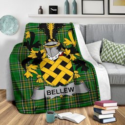Scottish Bellew Coat of Arms Family Crest Ireland Blanket Irish National Tartan Irish County Blanket