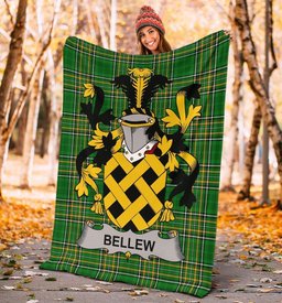 Scottish Bellew Coat of Arms Family Crest Ireland Blanket Irish National Tartan Irish County Blanket