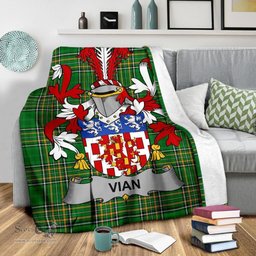Scottish Vian Coat of Arms Family Crest Ireland Blanket Irish National Tartan Irish County Blanket