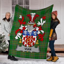 Scottish Vian Coat of Arms Family Crest Ireland Blanket Irish National Tartan Irish County Blanket