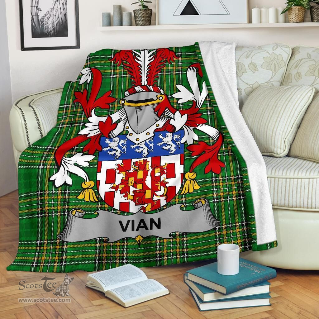 Scottish Vian Coat of Arms Family Crest Ireland Blanket Irish National Tartan Irish County Blanket