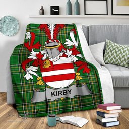 Scottish Kirby or O'Kirby Coat of Arms Family Crest Ireland Blanket Irish National Tartan Irish County Blanket