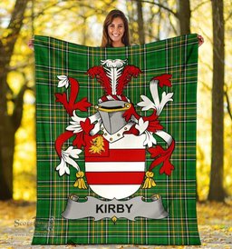 Scottish Kirby or O'Kirby Coat of Arms Family Crest Ireland Blanket Irish National Tartan Irish County Blanket