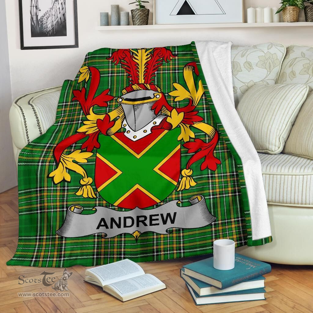 Scottish Andrew Coat of Arms Family Crest Ireland Blanket Irish National Tartan Irish County Blanket