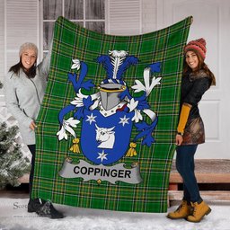 Scottish Coppinger Coat of Arms Family Crest Ireland Blanket Irish National Tartan Irish County Blanket