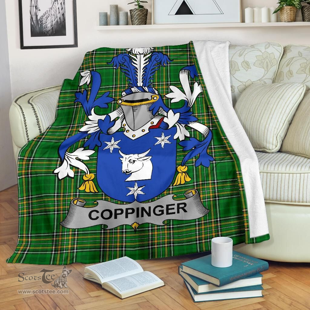 Scottish Coppinger Coat of Arms Family Crest Ireland Blanket Irish National Tartan Irish County Blanket