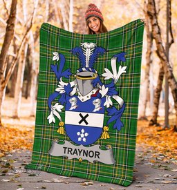 Scottish Traynor or Trainer Coat of Arms Family Crest Ireland Blanket Irish National Tartan Irish County Blanket