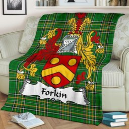 Scottish Forkin Coat of Arms Family Crest Ireland Blanket Irish National Tartan Irish County Blanket