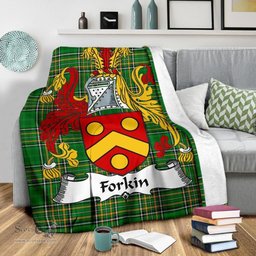 Scottish Forkin Coat of Arms Family Crest Ireland Blanket Irish National Tartan Irish County Blanket