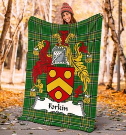 Scottish Forkin Coat of Arms Family Crest Ireland Blanket Irish National Tartan Irish County Blanket
