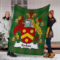Scottish Forkin Coat of Arms Family Crest Ireland Blanket Irish National Tartan Irish County Blanket