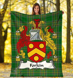 Scottish Forkin Coat of Arms Family Crest Ireland Blanket Irish National Tartan Irish County Blanket