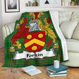 Scottish Forkin Coat of Arms Family Crest Ireland Blanket Irish National Tartan Irish County Blanket