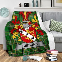 Scottish Gibbons or McGibbons Coat of Arms Family Crest Ireland Blanket Irish National Tartan Irish County Blanket