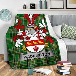 Scottish Waddington Coat of Arms Family Crest Ireland Blanket Irish National Tartan Irish County Blanket
