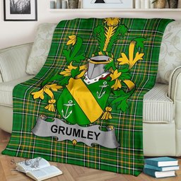 Scottish Grumley Coat of Arms Family Crest Ireland Blanket Irish National Tartan Irish County Blanket