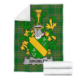 Scottish Grumley Coat of Arms Family Crest Ireland Blanket Irish National Tartan Irish County Blanket