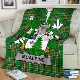 Scottish McAlpine or MacAlpin Coat of Arms Family Crest Ireland Blanket Irish National Tartan Irish County Blanket