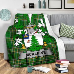 Scottish McAlpine or MacAlpin Coat of Arms Family Crest Ireland Blanket Irish National Tartan Irish County Blanket