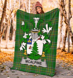 Scottish McAlpine or MacAlpin Coat of Arms Family Crest Ireland Blanket Irish National Tartan Irish County Blanket