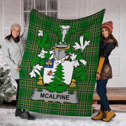 Scottish McAlpine or MacAlpin Coat of Arms Family Crest Ireland Blanket Irish National Tartan Irish County Blanket