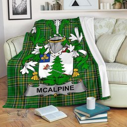 Scottish McAlpine or MacAlpin Coat of Arms Family Crest Ireland Blanket Irish National Tartan Irish County Blanket