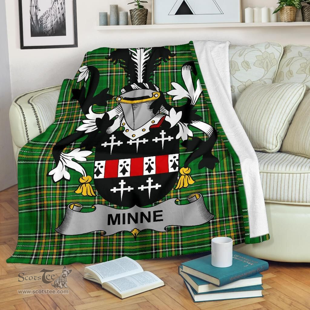 Scottish Minne Coat of Arms Family Crest Ireland Blanket Irish National Tartan Irish County Blanket
