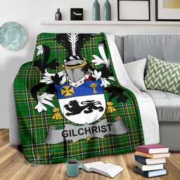 Scottish Gilchrist or McGilchrist Coat of Arms Family Crest Ireland Blanket Irish National Tartan Irish County Blanket