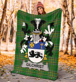 Scottish Gilchrist or McGilchrist Coat of Arms Family Crest Ireland Blanket Irish National Tartan Irish County Blanket