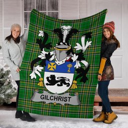 Scottish Gilchrist or McGilchrist Coat of Arms Family Crest Ireland Blanket Irish National Tartan Irish County Blanket