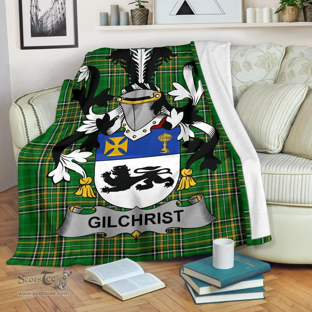 Scottish Gilchrist or McGilchrist Coat of Arms Family Crest Ireland Blanket Irish National Tartan Irish County Blanket