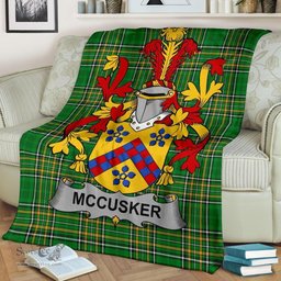 Scottish McCusker or Cosker Coat of Arms Family Crest Ireland Blanket Irish National Tartan Irish County Blanket