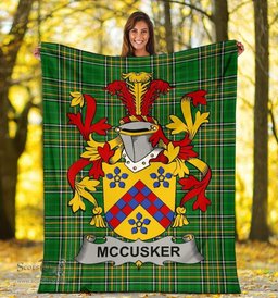 Scottish McCusker or Cosker Coat of Arms Family Crest Ireland Blanket Irish National Tartan Irish County Blanket