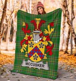 Scottish McCusker or Cosker Coat of Arms Family Crest Ireland Blanket Irish National Tartan Irish County Blanket